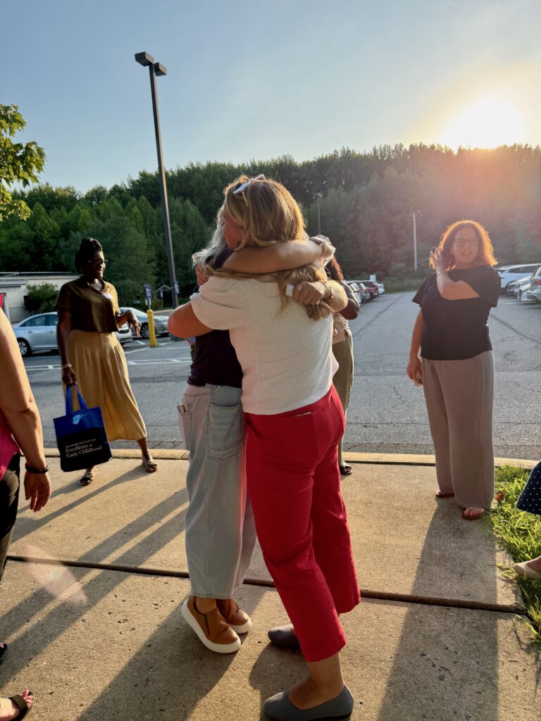 Pictured: Jessica Cheyney-Morgan of DIEEC and Molly Van Sickle of Nemours Children’s Health, and former DIEEC staff member, share a warm reunion. Photo by Courtney Foster, DIEEC.